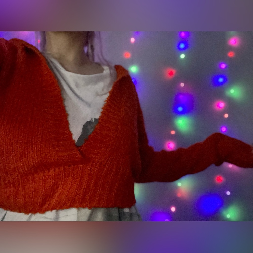 Incredibly soft and comfy deep V orange cropped hoodie! 90’s and Y2K vibes. L/XL